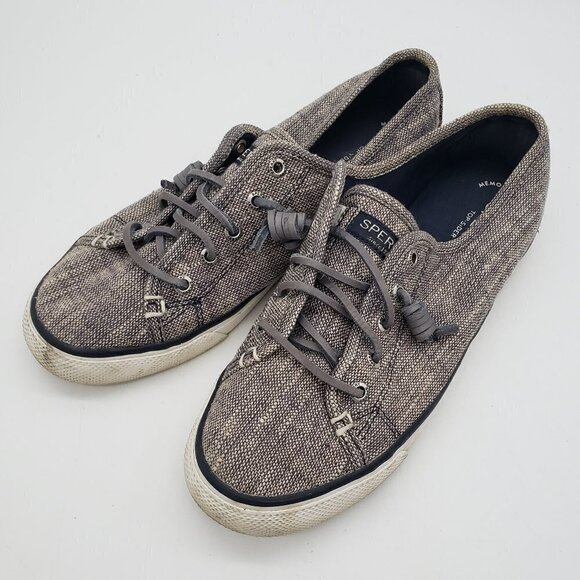 Sperry Top-Sider Crest Vibe Tennis Shoe Womens Size 7 Grey White Tweed - Picture 1 of 9